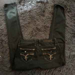 Green buckle rock revival slim fitting